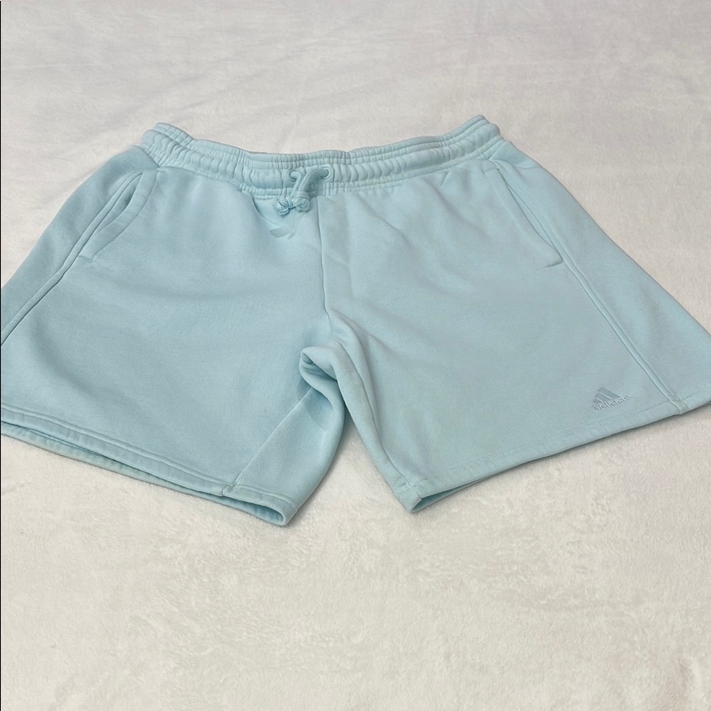 Adidas Blue Athletic Shorts with Elastic Waistband WOMENS SIZE LARGE pull on